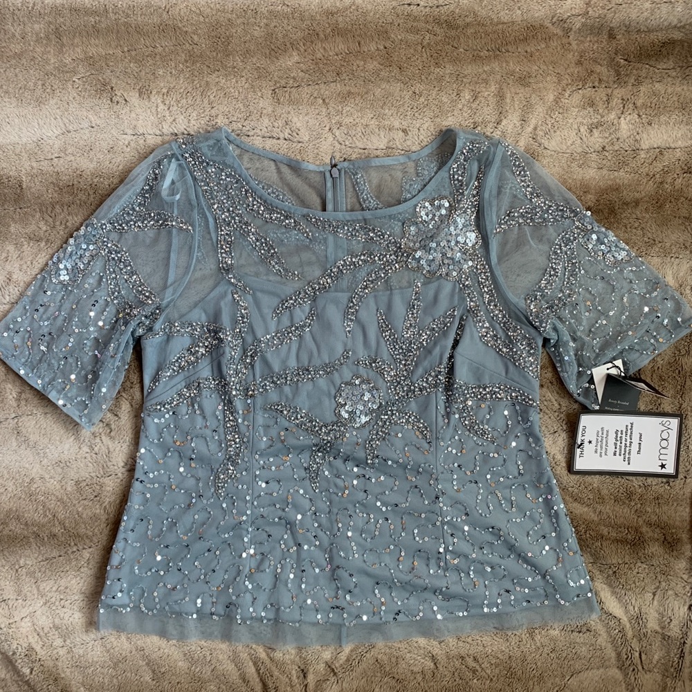 Adrianna Papell Beaded illusion top